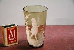 Antique Amber Glass Mary Gregory Tumbler. #