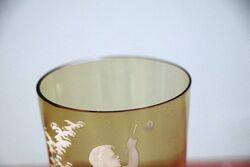 Antique Amber Glass Mary Gregory Tumbler 