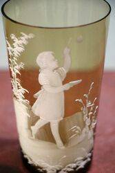 Antique Amber Glass Mary Gregory Tumbler 