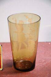 Antique Amber Glass Mary Gregory Tumbler 