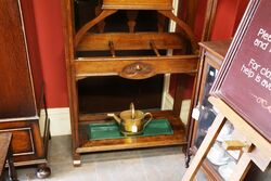 Antique Arts and Crafts Solid Oak Mirror Back Hallstand 