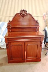 Antique Australian Cedar 2 Door Carved Back Chiffonier. #