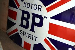 Antique BP Motor Spirit Union Jack Enamel Sign 