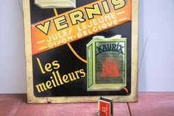 Antique Belgian Vernis Paint Pictorial Tin Sign 