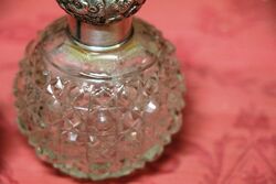 Antique Birmingham Silver Top Hob Nail Glass Scent Bottle 