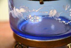 Antique Blue Glass Mary Gregory Casket 