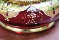 Antique Bohemian Glass Ruby Trinket Bowl 