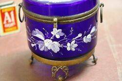 Antique Bristol Blue Mary Gregory Trinket Box 