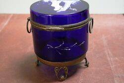 Antique Bristol Blue Mary Gregory Trinket Box 