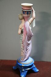 Antique C19th Continental Porcelain Classical Figure Candle Stick  
