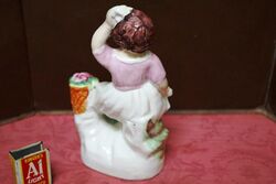 Antique C19th Staffordshire Figure Girl with Basket 