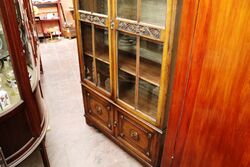 Antique C20th Carved Oak 2 Door Bookcase 