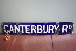 Antique Canterbury Road Enamel Street Sign 