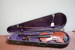 Antique Cased 3/4 Size Violin & Bow. #
