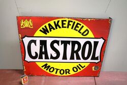 Antique Castrol Wakefield Motor Oil Double Sided Enamel Sign