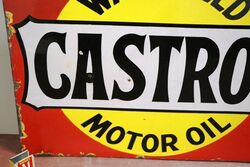 Antique Castrol Wakefield Motor Oil Double Sided Enamel Sign