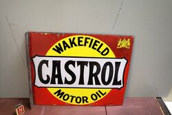Antique Castrol Wakefield Motor Oil Double Sided Enamel Sign