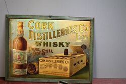 Antique Cork Distilleries Whisky Pictorial Tin Sign 