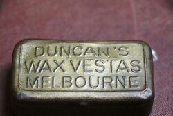 Antique Duncanand39s Wax Vestas Melbourne Matches Tin