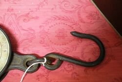 Antique English 19th Century Cast Iron 200lb Brass Faced Salter Spring Scale