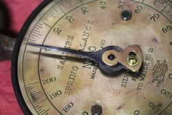 Antique English 19th Century Cast Iron 200lb Brass Faced Salter Spring Scale
