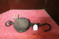 Antique English 19th Century Cast Iron 200lb Brass Faced Salter Spring Scale