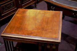 Antique English Walnut 2 Tier Revolving Bookcase 