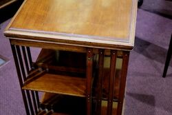 Antique English Walnut 2 Tier Revolving Bookcase 