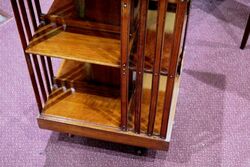 Antique English Walnut 2 Tier Revolving Bookcase 