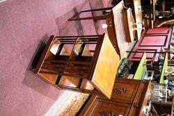 Antique English Walnut 2 Tier Revolving Bookcase 