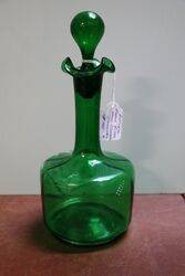 Antique Green Glass Hand Enameled Decanter 