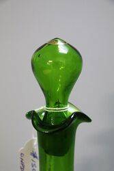 Antique Green Glass Hand Enameled Decanter 