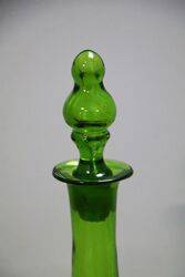 Antique Green Glass Mary Gregory Angle Decanter 