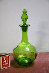 Antique Green Glass Mary Gregory Angle Decanter 