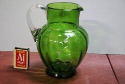 Antique Green Glass Mary Gregory Jug 