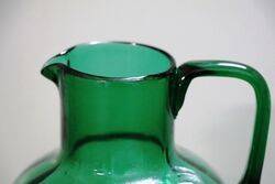 Antique Green Glass Mary Gregory Jug 