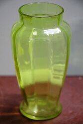 Antique Green Glass Mary Gregory Vase 