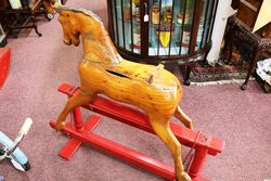 Antique Hand Made Pine Rocking Horse in Original as Found Condition 