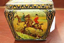 Antique Hunting Scene Biscuit Tin