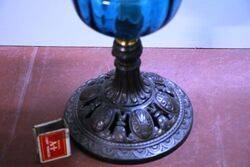 Antique Kerosene Lamp on Cast Iron Base 