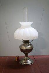 Antique MILLER Oil Lamp with Milk Glass Shade. #