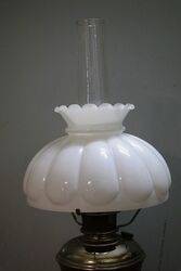 Antique MILLER Oil Lamp with Milk Glass Shade 