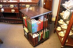 Antique Mahogany 2 Tier Revolving Bookcase 