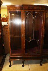 Antique Mahogany Breakfront 3 Door Display Cabinet