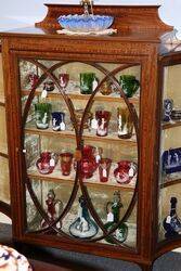 Antique Mahogany Inlaid 3 Door Parlor Cabinet 