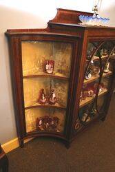 Antique Mahogany Inlaid 3 Door Parlor Cabinet 