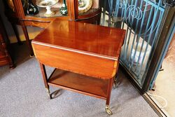 Antique Mahogany Inlaid Dropside Tea Trolley with Drawer 