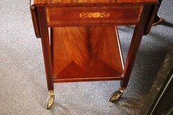 Antique Mahogany Inlaid Dropside Tea Trolley with Drawer 