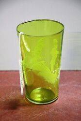 Antique Mary Gregory Green Glass Tumbler 