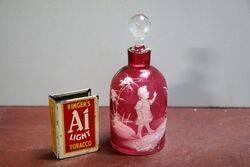 Antique Mary Gregory Ruby Glass Scent Bottle 